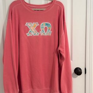 Comfort Colors Chi Omega Greek Letters Sweatshirt- XL